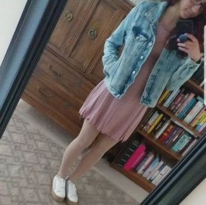 Forever 21 pink stripped mini dress small